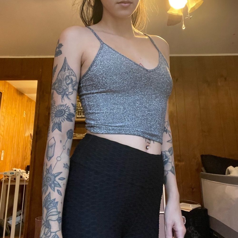 ❣️ free in bundle ❣️Cute silver sparkle crop